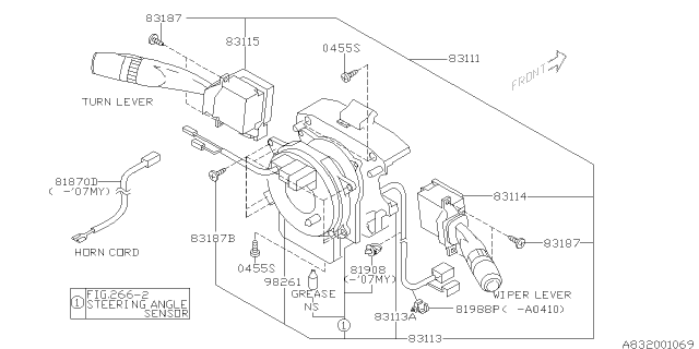 2005 Subaru Legacy Steering Roll Connector Diagram for 83196AG02A