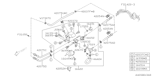 2005 Subaru Outback Gasket Fuel Pipe Diagram for 17555AA010