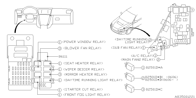 2009 Subaru Legacy Electrical Parts - Body Diagram 1