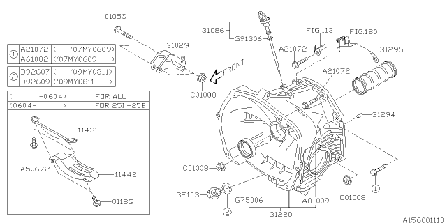 2009 Subaru Legacy Torque Converter & Converter Case Diagram 1