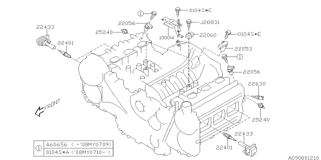 2009 Subaru Legacy Spark Plug & High Tension Cord Diagram 3