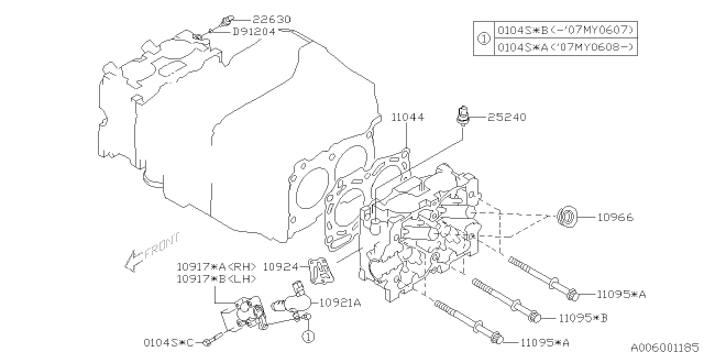2007 Subaru Outback Gasket Spark Plug Pipe Diagram for 10966AA000