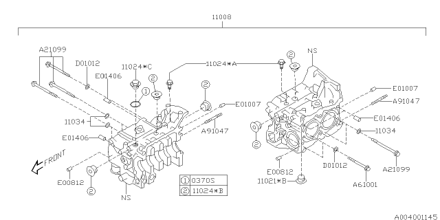 2007 Subaru Legacy Block Set Cylinder Diagram for 11008AB020