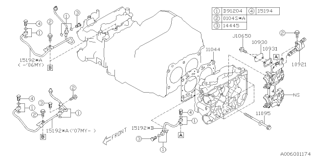 2005 Subaru Legacy Pipe Complete Oil Diagram for 15192AA430