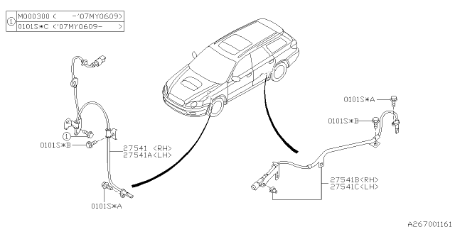 2007 Subaru Legacy Sensor Sub Assembly Ft LH Diagram for 27540AG11A