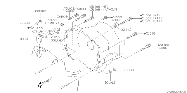 2005 Subaru Legacy Plug-Timing Hole Diagram for 11413AA062