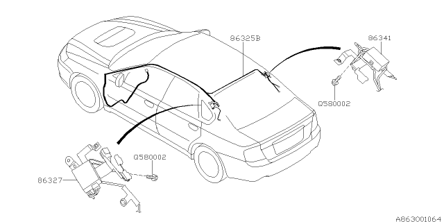 2007 Subaru Legacy Feeder Cord Assembly Diagram for 86325AG29A