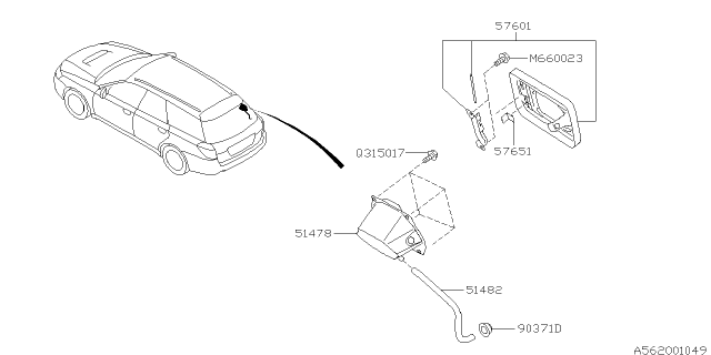 2009 Subaru Legacy Trunk & Fuel Parts Diagram 3