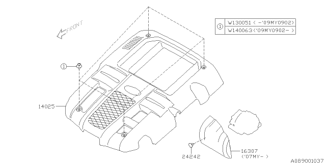 2009 Subaru Outback Cover Collector Diagram for 14025AA20C