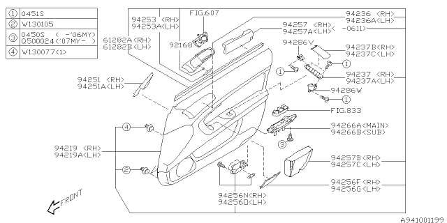 2007 Subaru Outback Door Trim Diagram 1