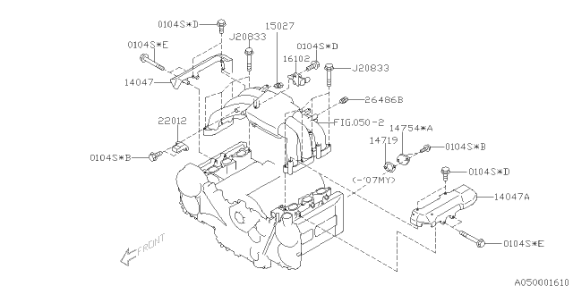 2006 Subaru Tribeca Prot Intake Manifold Diagram for 14047AA530
