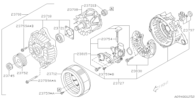 2009 Subaru Tribeca Pulley-Alternator Diagram for 23752AA100