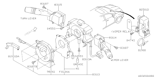 2007 Subaru Tribeca Steering Roll Connector Diagram for 83116XA00A