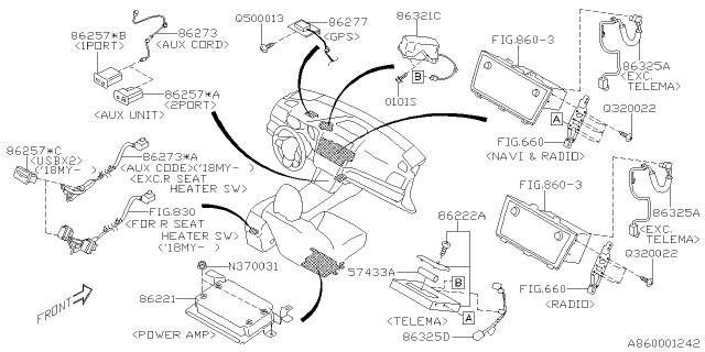 2017 Subaru Legacy Aux Unit Assembly Diagram for 86257AL21A