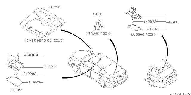 2016 Subaru Outback Lamp - Room Diagram