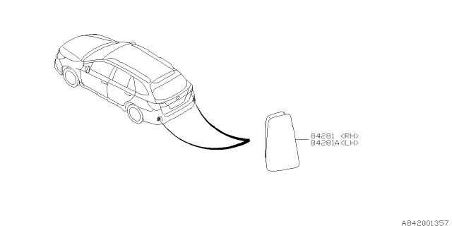 2018 Subaru Outback Reflex Reflector Assembly Right Diagram for 84281AL00A