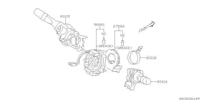 2017 Subaru Outback Steering Roll Connector Diagram for 83196AL00A