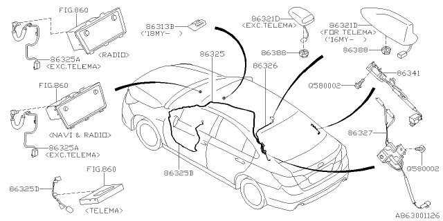 2016 Subaru Outback Audio Parts - Antenna Diagram 2
