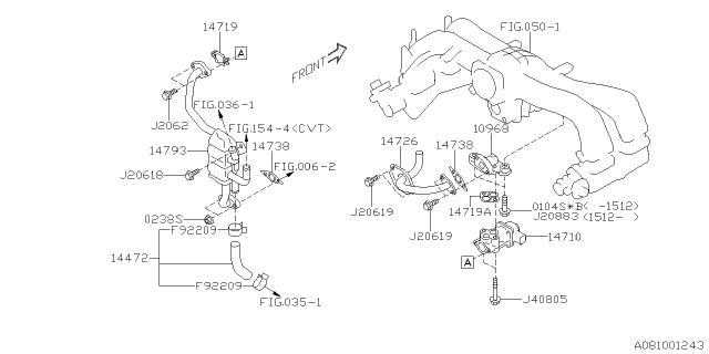 2016 Subaru Outback Valve Assembly E.G.R. Control Diagram for 14710AA710