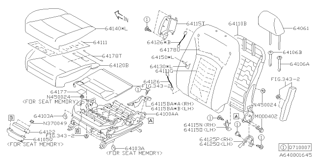 2016 Subaru Legacy Front Seat Back Rest Cover Complete Left Diagram for 64150AL05AWM