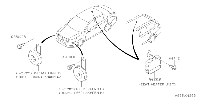 2016 Subaru Outback Electrical Parts - Body Diagram 2