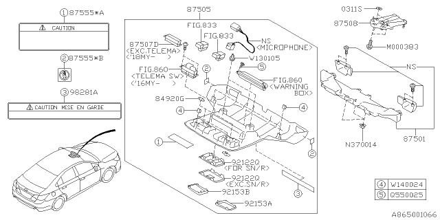 2016 Subaru Outback Cover Assembly Camera Diagram for 87505AL05AME