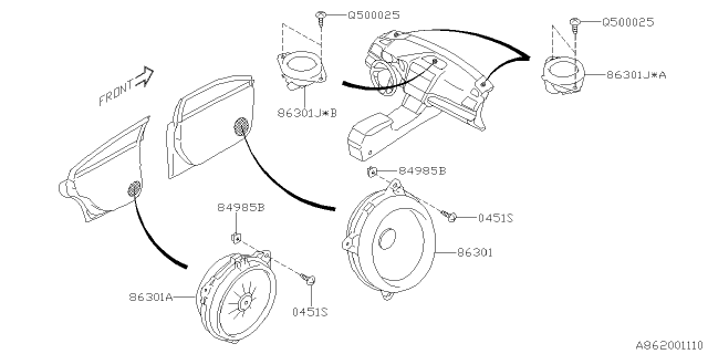 2015 Subaru Legacy Speaker Assembly Diagram for 86301AL71A