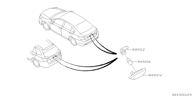 2016 Subaru Outback Lamp - License Diagram