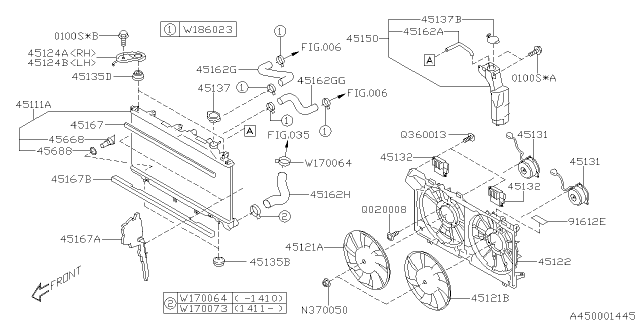 2015 Subaru Legacy Radiator Complete Diagram for 45111AL04A