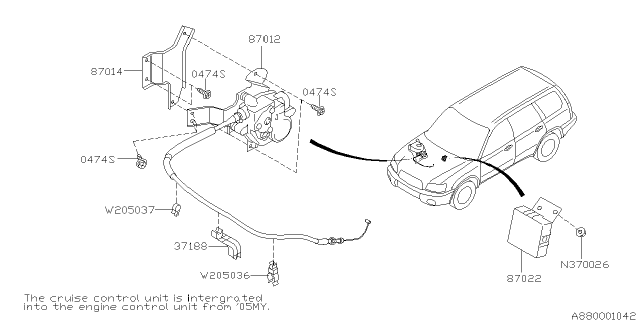 2004 Subaru Forester Bracket ACTUATOR Base Diagram for 87015FE000