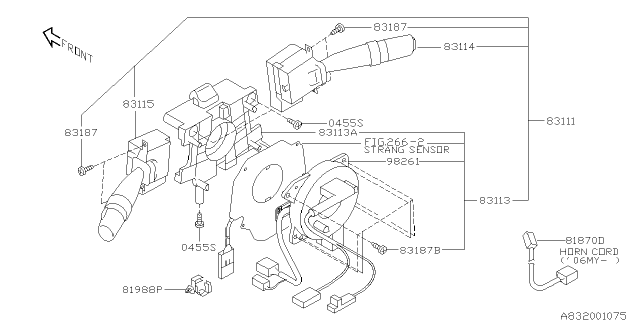 2005 Subaru Forester Clock Spring Steering Roll Connector Diagram for 83116SA030