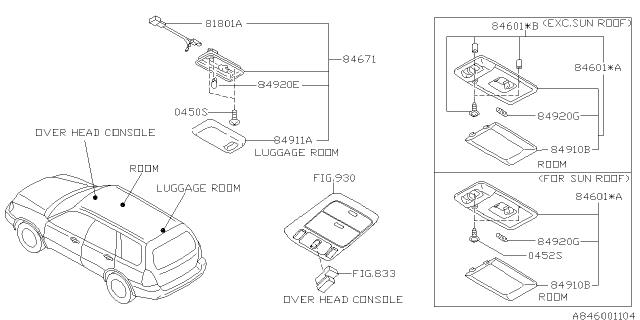 2005 Subaru Forester Lamp Assembly Room Diagram for 84601SA000ES