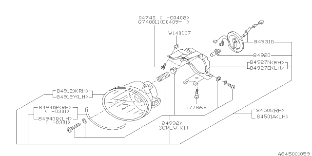 2003 Subaru Forester Screw Kit Fog Light Diagram for 84993SA020