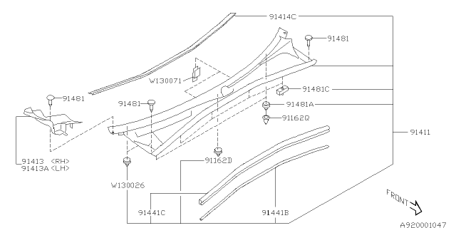 2005 Subaru Forester Cowl Panel Diagram