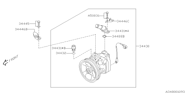 2007 Subaru Forester Power Steering Pump Assembly Diagram for 34430SA021