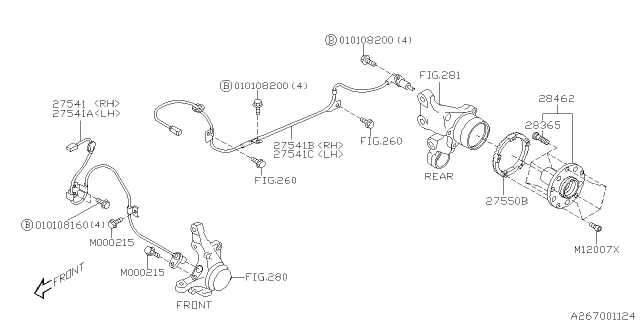2007 Subaru Forester Sensor Assembly Abs Rear LH Diagram for 27540SA010