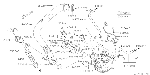 2012 Subaru Legacy Gasket Air Intake Duct Diagram for 14497AA000