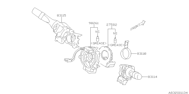 2013 Subaru Legacy Steering Roll Connector Diagram for 83196AJ03A