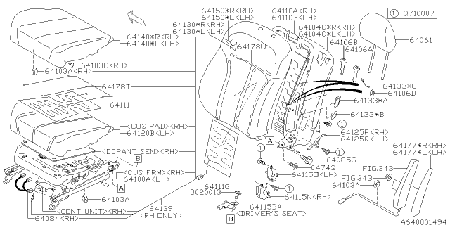 2014 Subaru Legacy Front Seat Cushion Cover Left Diagram for 64140AJ05BWJ