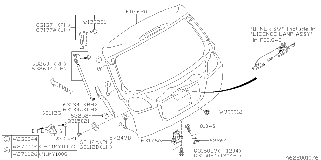 2014 Subaru Legacy Rear Gate Stay Assembly, Right Diagram for 63269AJ10D
