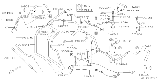 2012 Subaru Legacy Hose Vacuum Diagram for 99071AC220