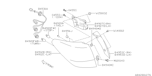 2014 Subaru Legacy Bulb Diagram for 84920KE010