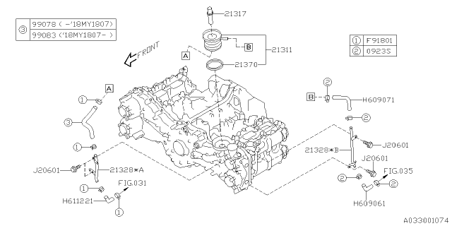 2018 Subaru Forester Connector Oil Cooler Diagram for 21317AA070
