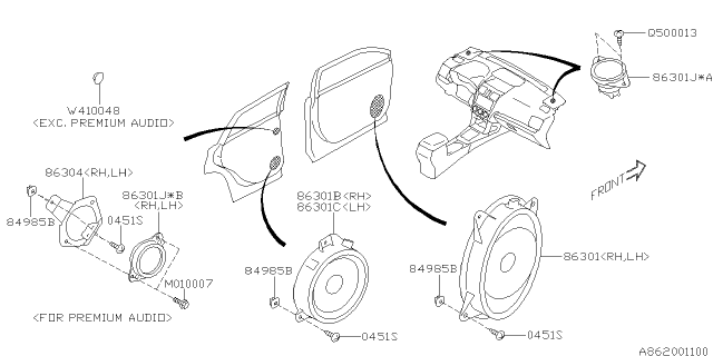 2015 Subaru Forester Speaker Assembly TWEETER BSQ Diagram for 86301SG140