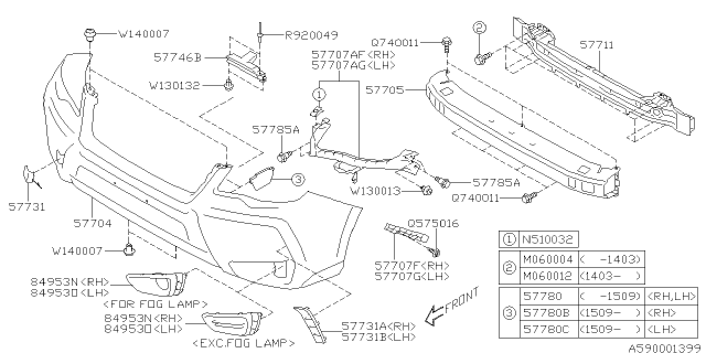 2016 Subaru Forester Bumper Face Front Sp Diagram for 57704SG021