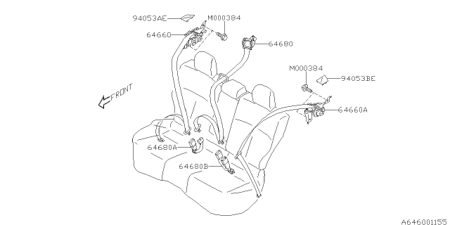 2018 Subaru Forester Ctr Belt Ay R Diagram for 64680SG021VH