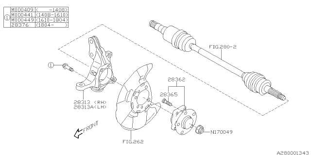 2017 Subaru Forester Front Spindle Knuckle Right Diagram for 28313SC001