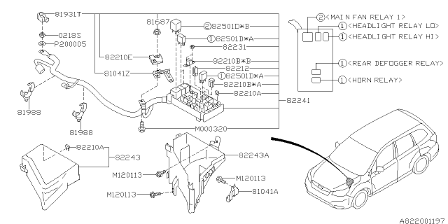 2015 Subaru Forester Fuse Box Main Assembly Diagram for 82241SG010