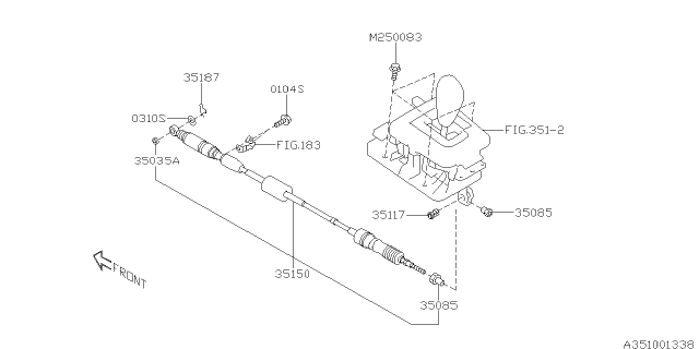 2016 Subaru Forester Select Lever Cable Assembly Diagram for 35150AJ010