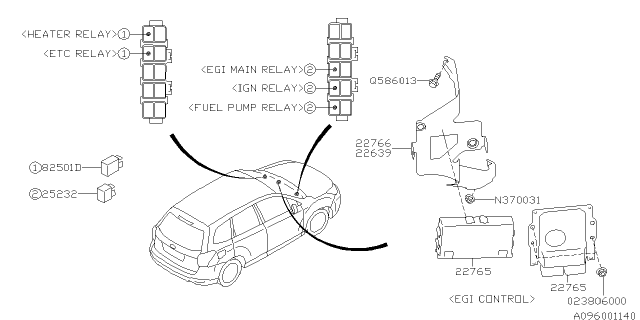 2015 Subaru Forester Relay & Sensor - Engine Diagram 1